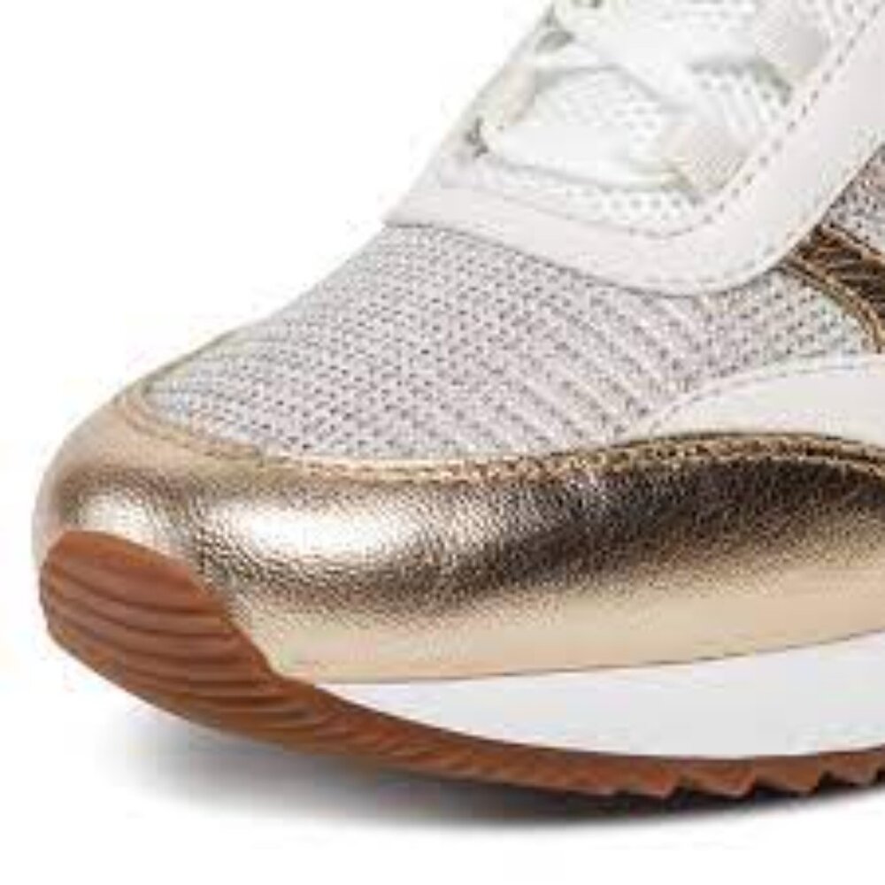 NIB Michael Kors nova trainer sneakers leather PALE GOLD - Picture 4 of 6